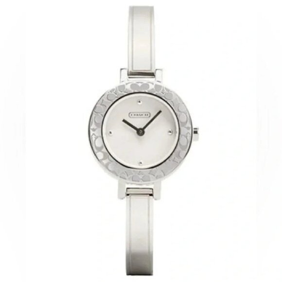 Coach Bridgit Wrist Watch White Patent Leather Silver Stainless Steel Y2k 2000s - Picture 4 of 11